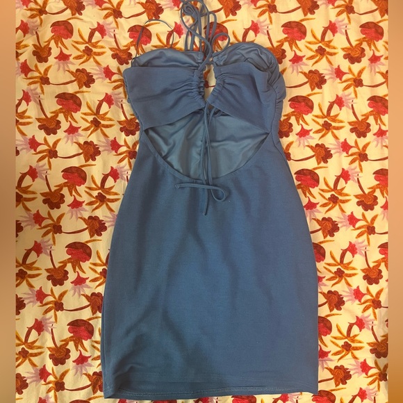 COTTON CANDY LA Blue Bodycon Halter Neck Cutout Mini Dress S - Picture 4 of 5